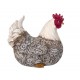 SGRIMALT Poule Assise, Modèle Marron et Fleuri en Résine, Collection Drawing Art, H 15 cm