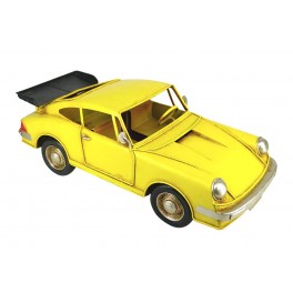 G&S Véhicule Laiton Miniature : Voiture de Sport Ancienne, Jaune, L 25,5 cm