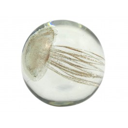Presse Papier Décoratif et Sculpture Verre Méduse Dorée, Diamètre 6 cm