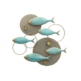 SGRIMALT Décoration Murale : Poissons bleus et Récif coralien stylisé, Hauteur 50 cm