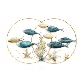 SGRIMALT Décoration Murale : Poissons bleus et Récif coralien stylisé, Longueur 104 cm