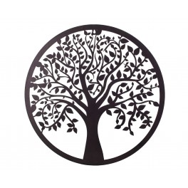 Déco Murale Arbre de Vie en métal, Collection Renaissance, Noir, Diamètre 50 cm