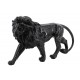 SIGNES GRIMALT Sculpture Résine : Grand Lion Noir, Design Marbré, Longuer 42 cm
