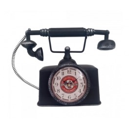 ORIGEN Horloge Vintage : Modèle Téléphone Rétro, Noir, L 28 cm