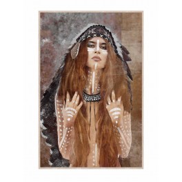 SGRIMALT Tableau Peinture : Femme indienne 2, Collection Bohème et Tribale, H 92,5 cm