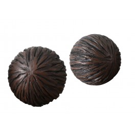 Set 2 Boules décoratives en Résine, Couleur wengé, Diamètre 9,5 cm (Grande)