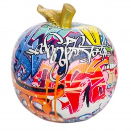ORIGEN Fruit Résine Design : Grande Pomme, Collection Graffiti, H 16 cm