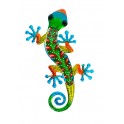 Gecko Mural Vert et Rouge, Métal et Verre, Collection JUNGLE GREEN, H 37,5 cm