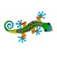 Gecko Mural Vert et Rouge, Métal et Verre, Collection JUNGLE GREEN, H 37,5 cm