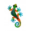 Salamandre et Gecko Mural Vert, Métal et Verre, Collection JUNGLE GREEN, H 21 cm