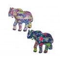 ORIGEN Set 2 minis éléphants Multicolores et Design, Collection Tropik, L 9,5 cm