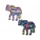 ORIGEN Set 2 minis éléphants Multicolores et Design, Collection Tropik, L 9,5 cm