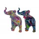ORIGEN Set 2 minis éléphants Multicolores et Design, Collection Tropik, L 9,5 cm