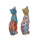 SIGNES GRIMALT Set 2 Figurines Chat Design Multicolore, Motif rétro et Floral, Hauteur 12,5 cm