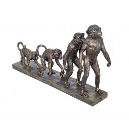 SGRIMALT Déco Singes Résine XL, Primate évolution, Finition Antic Line, L 42 cm
