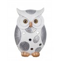 ORIGEN Figurine Chouette Debout, Modèle Felicity, Blanc et Argent, H 19 cm