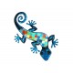 ORIGEN Gecko Mural Bleu, Métal et Verre, Modèle DAMAS, H 30 cm