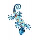 ORIGEN Gecko Mural Bleu, Métal et Verre, Modèle MOSAIK, H 30 cm