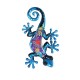 Gecko Mural Bleu et Rouge, Métal et Verre, Modèle KASHMIR, H 21 cm