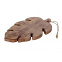 Planche à découper en Bois exotique veiné, Silhouette Feuille, Longueur 35 cm