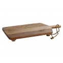 Planche à découper en Bois exotique veiné, Taille rectangulaire et pieds, Longueur 50 cm
