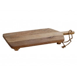 Planche à découper en Bois exotique veiné, Taille rectangulaire et pieds, Longueur 50 cm