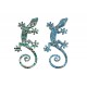 SIGNES GRIMALT Set 2 Geckos Muraux Multicolores, Série Kolor, Hauteur 17 cm