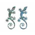 SIGNES GRIMALT Set 2 Geckos Muraux Multicolores, Série Kolor, Hauteur 21 cm