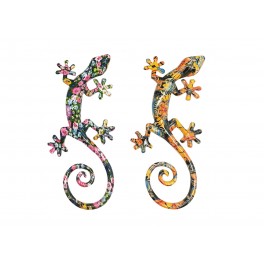 SIGNES GRIMALT Set 2 Geckos Muraux Multicolores, Série Kolor 8, Hauteur 21 cm