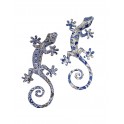 ORIGEN Set 2 Geckos en Résine 1, Déco murale ou à poser, Modèle RETRO BLUES, H 21 cm