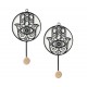 ORIGEN Set 2 Patères - Portemanteaux Métal, Modèle Main de Fatima Hamsa, Métal et Bois, H 28 cm
