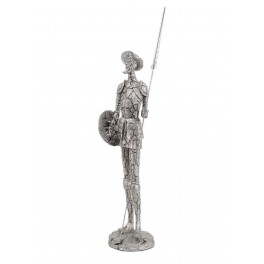 ORIGEN Figurine décorative Résine Don Quichotte XL, Finition Argentée contemporaine, H 43 cm