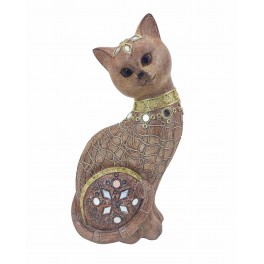 SIGNES GRIMALT Grande Figurine Chat, Collection Skiny Art, Marron, Hauteur 22 cm