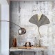 ORIGEN Décoration Métal : Feuilles de Gingko Biloba XL, Gris et Doré, H 41 cm