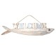 ORIGEN Déco Murale Thème Mer : Lettrage Welcome et Poisson en bois, Aspect vieilli, L 81 cm