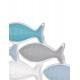 ORIGEN Déco Murale : Banc de poissons en bois et tons pastels, Longueur 64 cm