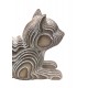SIGNES GRIMALT Figurine Chat allongé, Collection Art of Wood, Beige, Longueur 19 cm