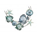 SIGNES GRIMALT Déco murale Métal : Poissons tropicaux, Etoiles de mer et oursins stylisés, Bleu et Vert, L 90 cm