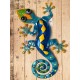 SIGNES GRIMALT Salamandre ou Gecko Mural Bleu, Métal et Verre, Modèle TIKAL, Hauteur 58 cm
