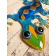 SIGNES GRIMALT Salamandre ou Gecko Mural Bleu, Métal et Verre, Modèle TIKAL, Hauteur 58 cm