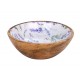 SIGNES GRIMALT Bol en Bois de Manguier : Thème brins de lavande de Provence, diamètre 15 cm.