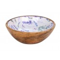 SIGNES GRIMALT Bol en Bois de Manguier : Thème brins de lavande de Provence, diamètre 15 cm.