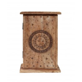 SIGNES GRIMALT Boite à clés Murale : Modèle Soleil, Bois Exotique et 6 Crochets de Suspension, Hauteur 28 cm