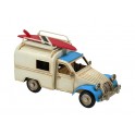 SIGNES GRIMALT Véhicule 2CV Miniature en métal, Modèle Fourgonnette Blanc et Rouge, Longueur 22 cm