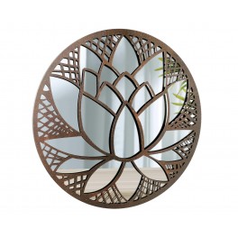 SIGNES GRIMALT Décoration Murale Zen : Fleur de Lotus stylisée en métal et Miroir, Diamètre 50 cm