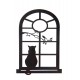 SIGNES GRIMALT Déco murale métal XL : Fenêtre sur Chats, Oiseau et Jardin, Anthracite, Hauteur 70 cm