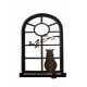 SIGNES GRIMALT Déco murale métal XL : Fenêtre sur Chats, Oiseau et Jardin, Anthracite, Hauteur 70 cm