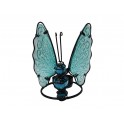 Photophore Papillon Bleu Turquoise, Métal et Verre, Modèle AQUARELIS, Hauteur 12 cm