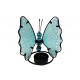 Photophore Papillon Bleu Turquoise, Métal et Verre, Modèle AQUARELIS, Hauteur 12 cm