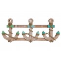 SIGNES GRIMALT Patères-Portemanteaux Trois ancres en bois, Bleu et Marron, Longueur 57 cm